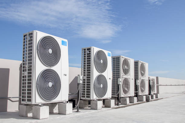 Air conditioning (HVAC) installed on the roof of industrial buildings. Air conditioning (HVAC) installed on the roof of industrial buildings.